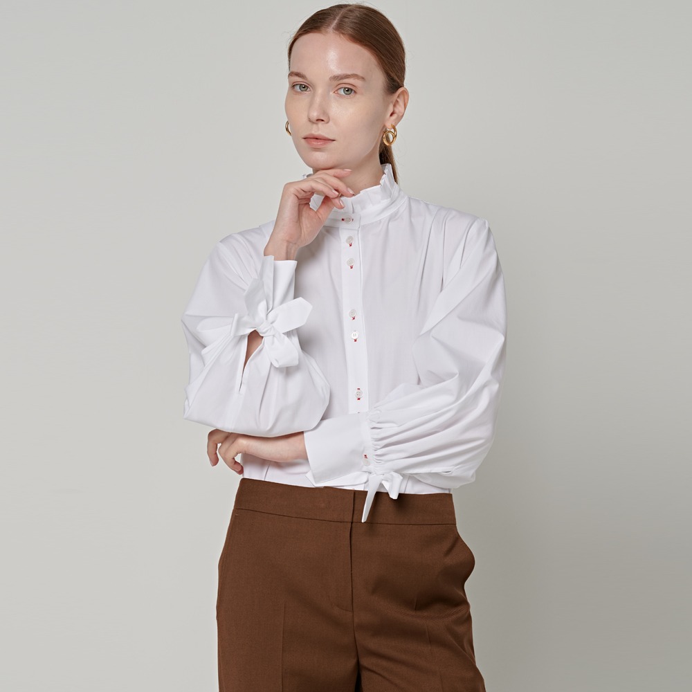 FLORENCE DOUBLE BUTTON BLOUSE [WT+RED]