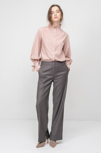SLIT WIDE STRIGHT TROUSER [GY]
